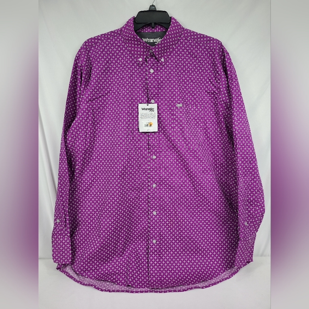 NWT Wrangler Men's 20X Competition Size 2XT Long Sleeve Western Shirt Purple